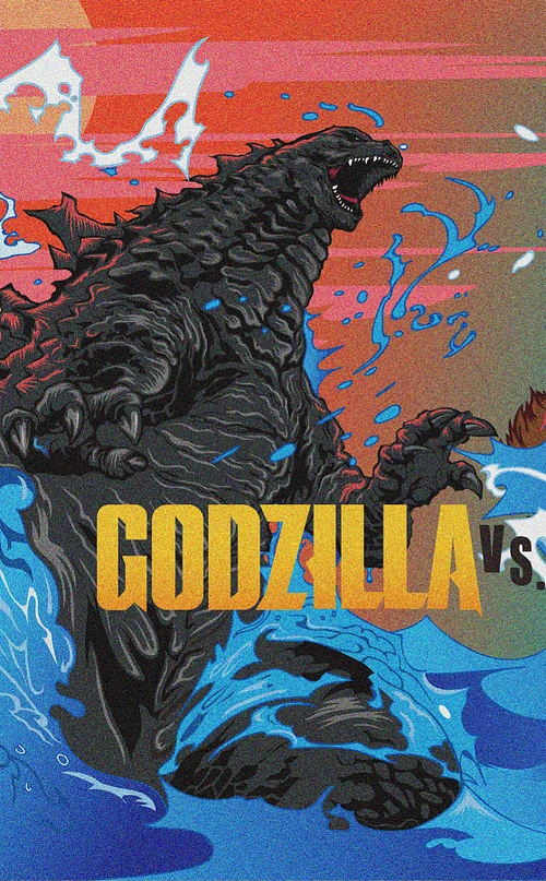 庚鼠行运鼠年插画生肖鼠标签哥斯拉金刚哥斯拉大战金刚插画怪兽作