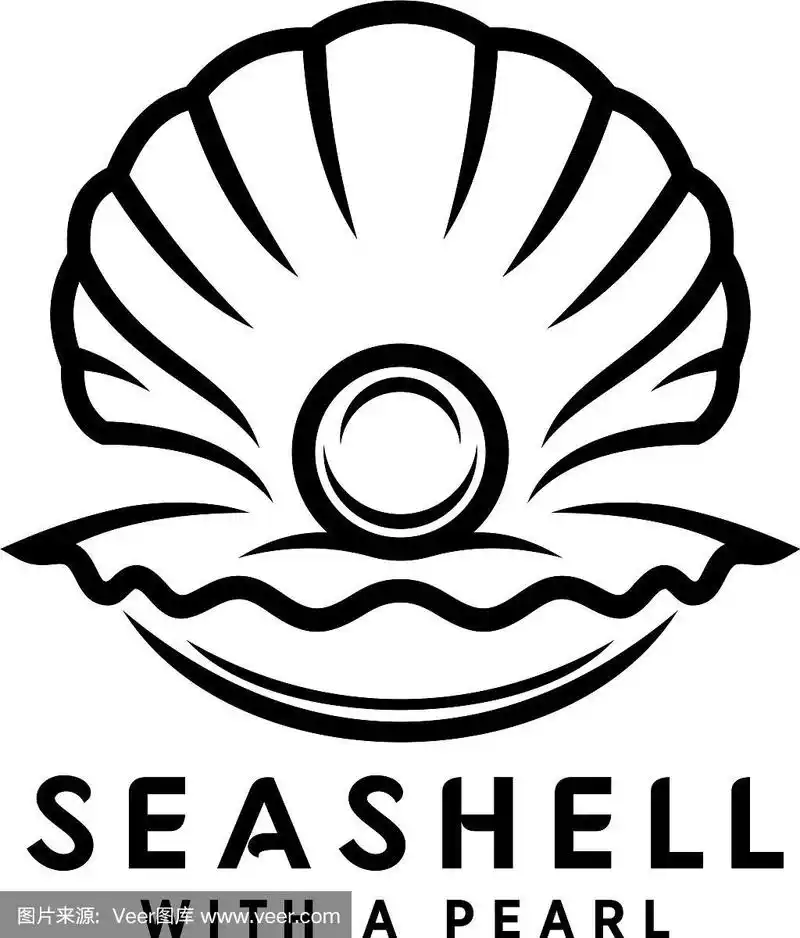 贝壳与珍珠轮廓图标