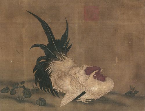 工笔花鸟国画鸡底稿宋佚名公鸡图白描102#打印稿宣纸稿本店拷贝稿