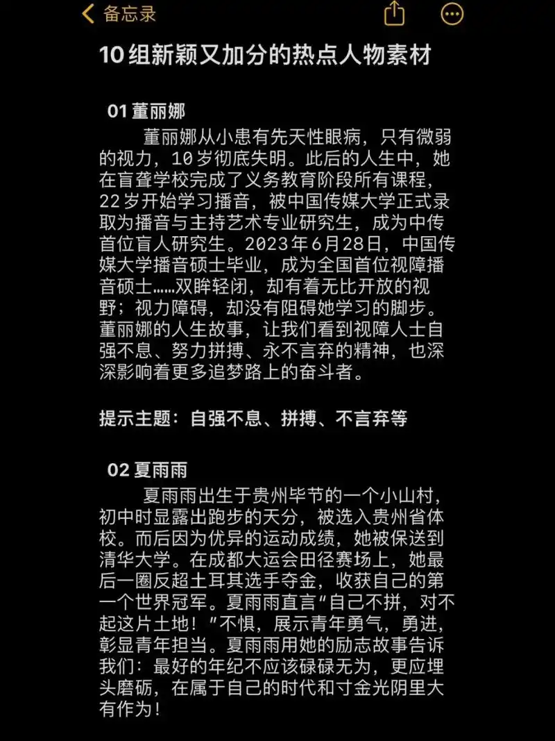 作文素材积累:10组新颖又加分的热点人物素材,特别适合议论文提分论据