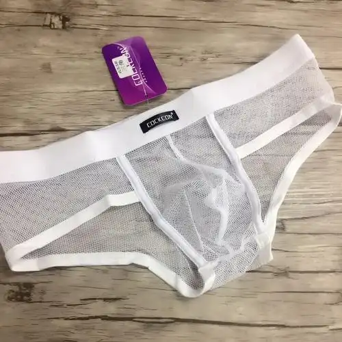 性感男式内裤cockcon男士三角内裤青年低腰性感透明网纱网眼透气男式