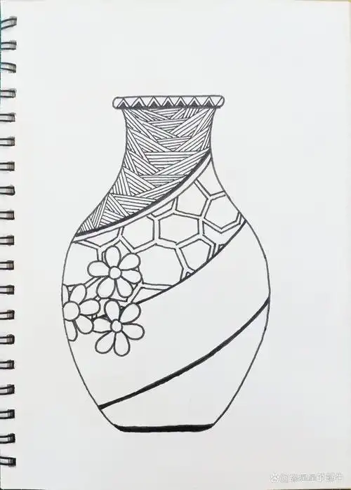 一幅简单易上手的花瓶线描画就画好了,喜欢的朋友一起来试试吧