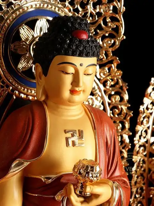 伊弥铜鎏金佛像西方三圣铜像纯铜阿弥陀佛观音供奉摆件阿弥陀佛