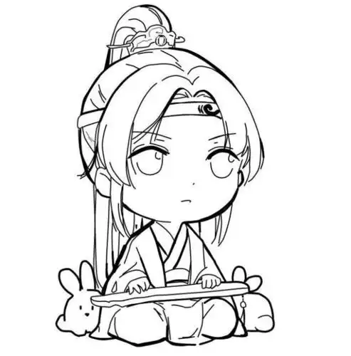 黑白线稿/橡皮章素材/动漫/魔道祖师/蓝忘机