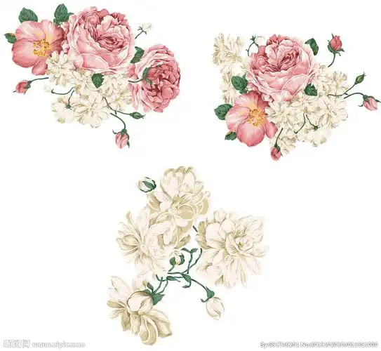 手绘牡丹花psd分层素材设计图__psd分层素材_psd分层素材_设计图库_昵