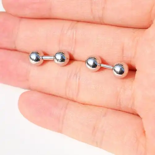 小米星阴环系带钉s925银色穿刺男士pa钉gui头横穿钉pa环4mm短杆男性阴