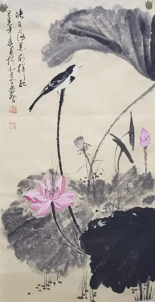 李孟智国画荷花作品