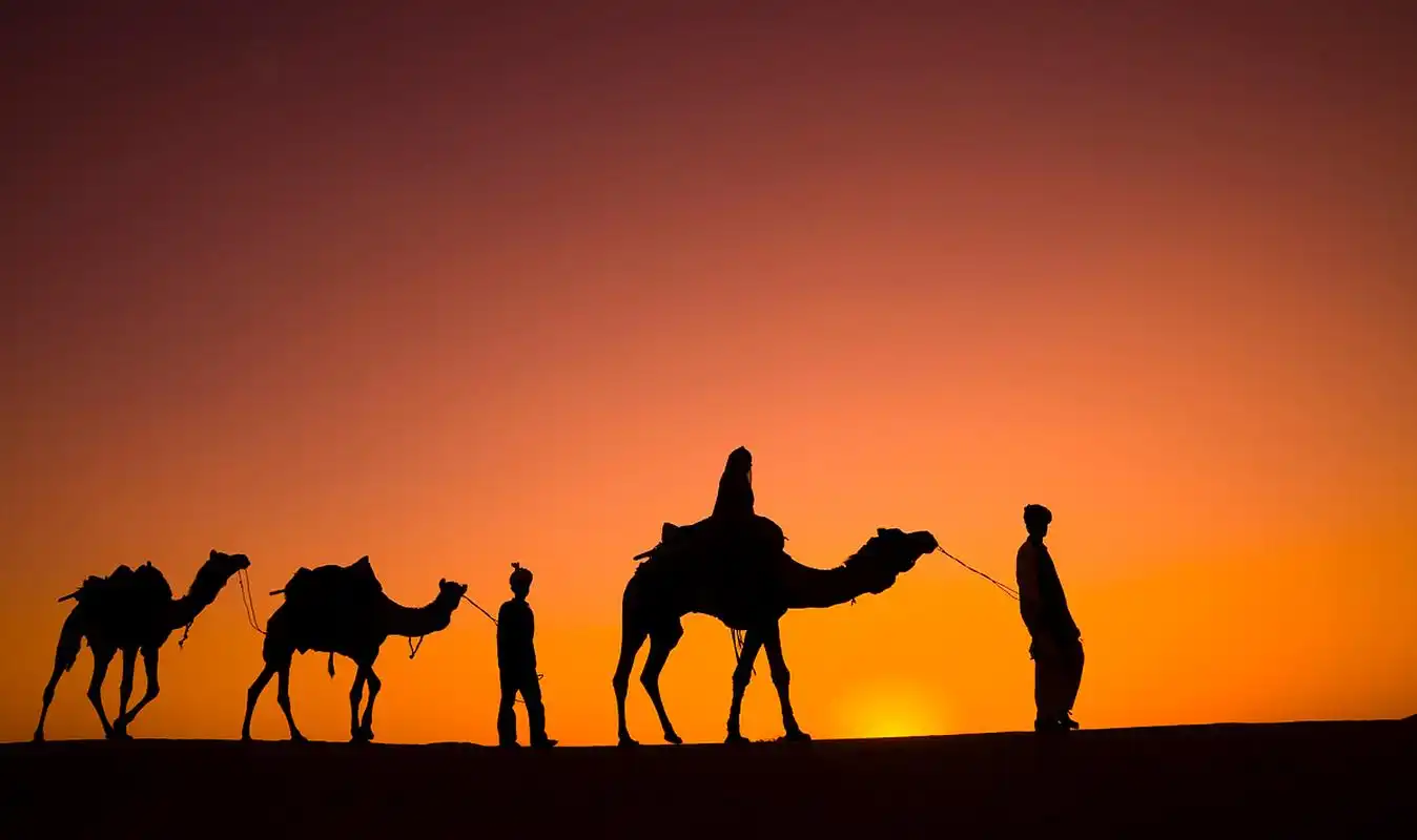 位于内蒙古科尔沁草原腹地的塔敏查干沙漠,落日的余辉上演了沙漠