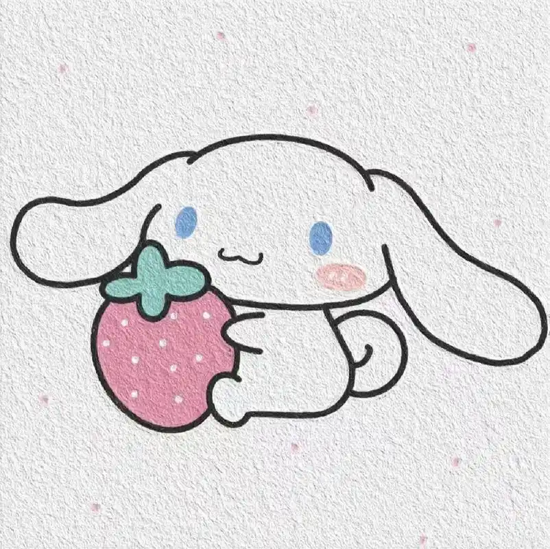 可爱简笔画 玉桂狗拥有了一个超大超甜的草莓🍓