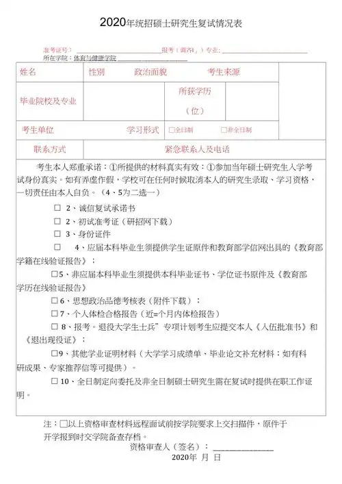 2020年统招硕士研究生复试情况表模板20210214072548