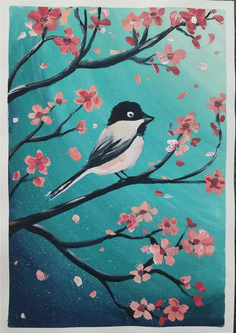 儿童绘画作品 #水粉画 #绘画分 - 抖音