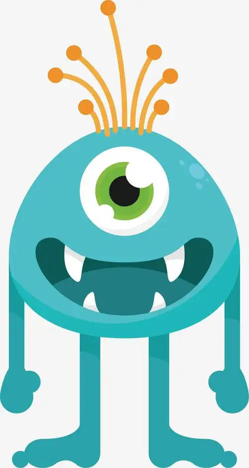 可爱蓝色小怪物矢量素材