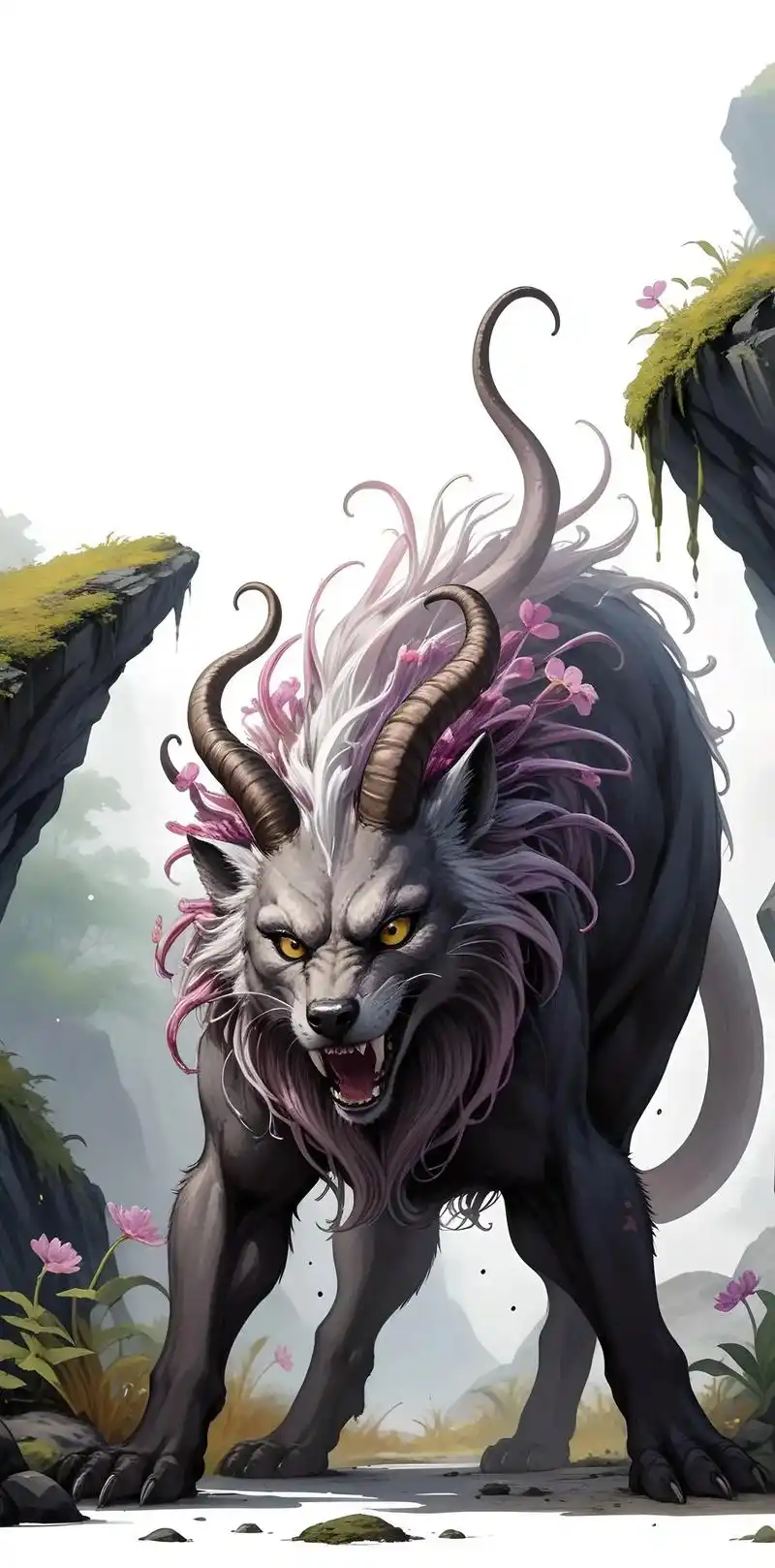 异兽穷奇插画绘画动漫美图神奇动物在抖音