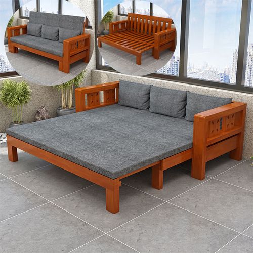 实木沙发床可折叠小户型多功能书房坐卧两用客厅双人