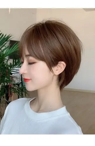 假发女短发 超a减龄 圆脸修脸发型女生自然假发套年轻全头套 亚麻色