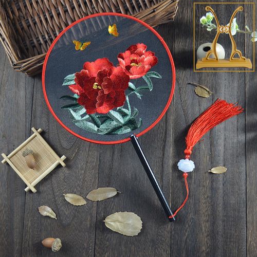 星恒梦双面刺绣团扇古风苏绣汉服扇子中国风旗袍古风夏天团扇舞蹈表演