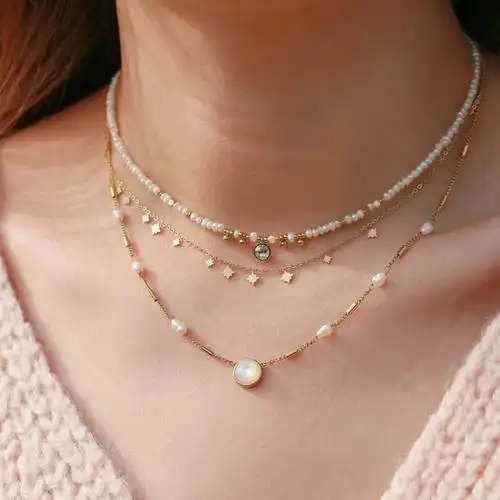 天然珍珠之叠戴项链手链