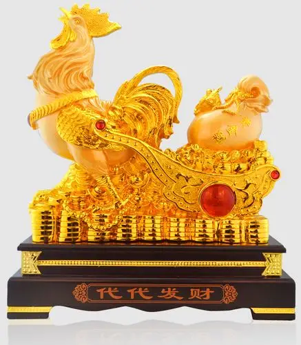 开光金鸡招财摆件生肖鸡代代发财大号工艺品家居装饰客厅开业礼.