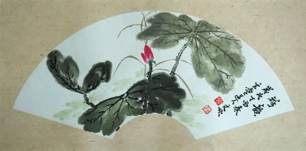 画家刘文顺老师荷花扇面作品欣赏!