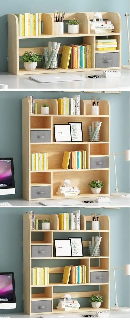 实木简易办公桌上小书架书桌收纳置物架学生桌面书柜飘窗定制简约款两