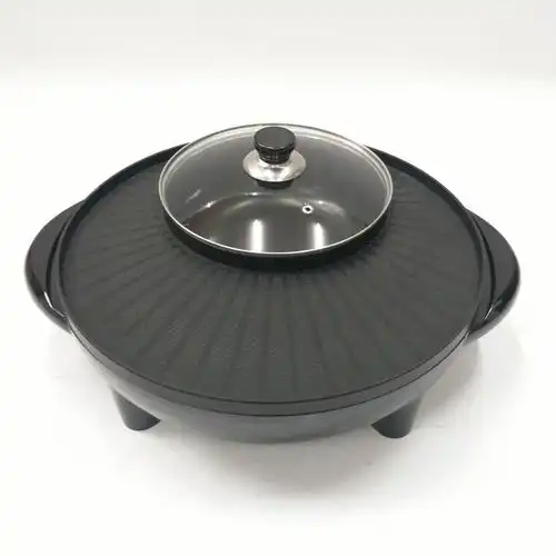 烤涮一体锅 家用涮烤鸳鸯锅 煎涮两用电烤炉 电烤盘不粘锅