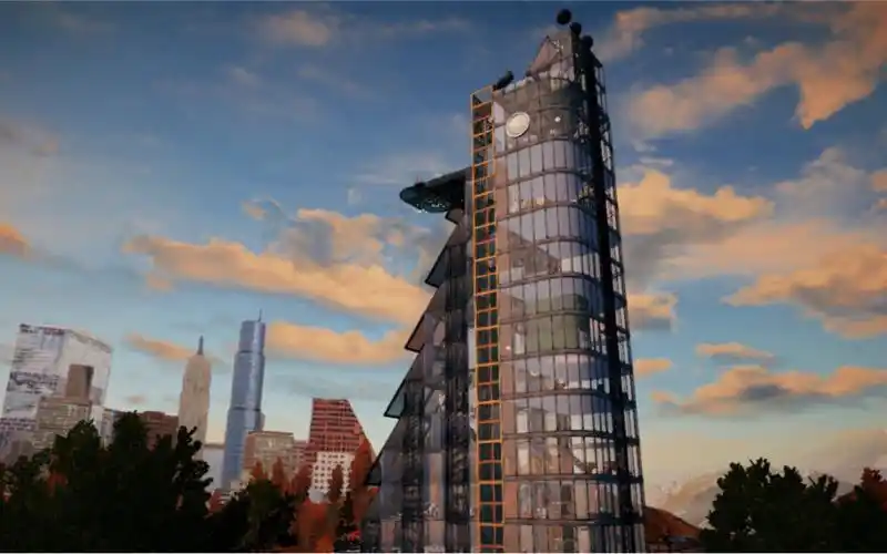 明日之后建筑|致敬漫威|stark 复仇者联盟大厦|双人现代工业风高层