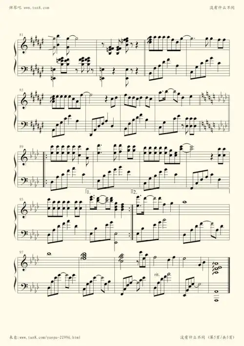 钢琴谱 - 没有什么不同(曲婉婷钢琴谱)