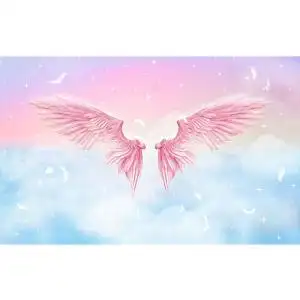 天使翅膀网红墙纸ins风粉色羽毛拍照直播背景墙奶茶店舞蹈室壁纸