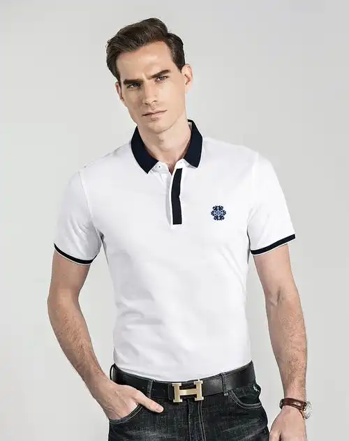 凯撒大帝2018夏季新款短袖青年时尚休闲男士绅士款商务潮流翻领纯色