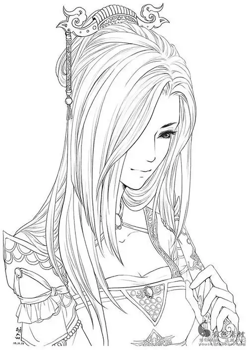 古风高清动漫线稿155张sai手绘人物漫画绘画上色插画临摹素材图淘宝网