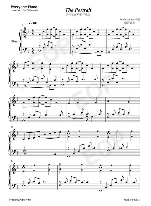 the portrait-泰坦尼克号纯钢琴曲