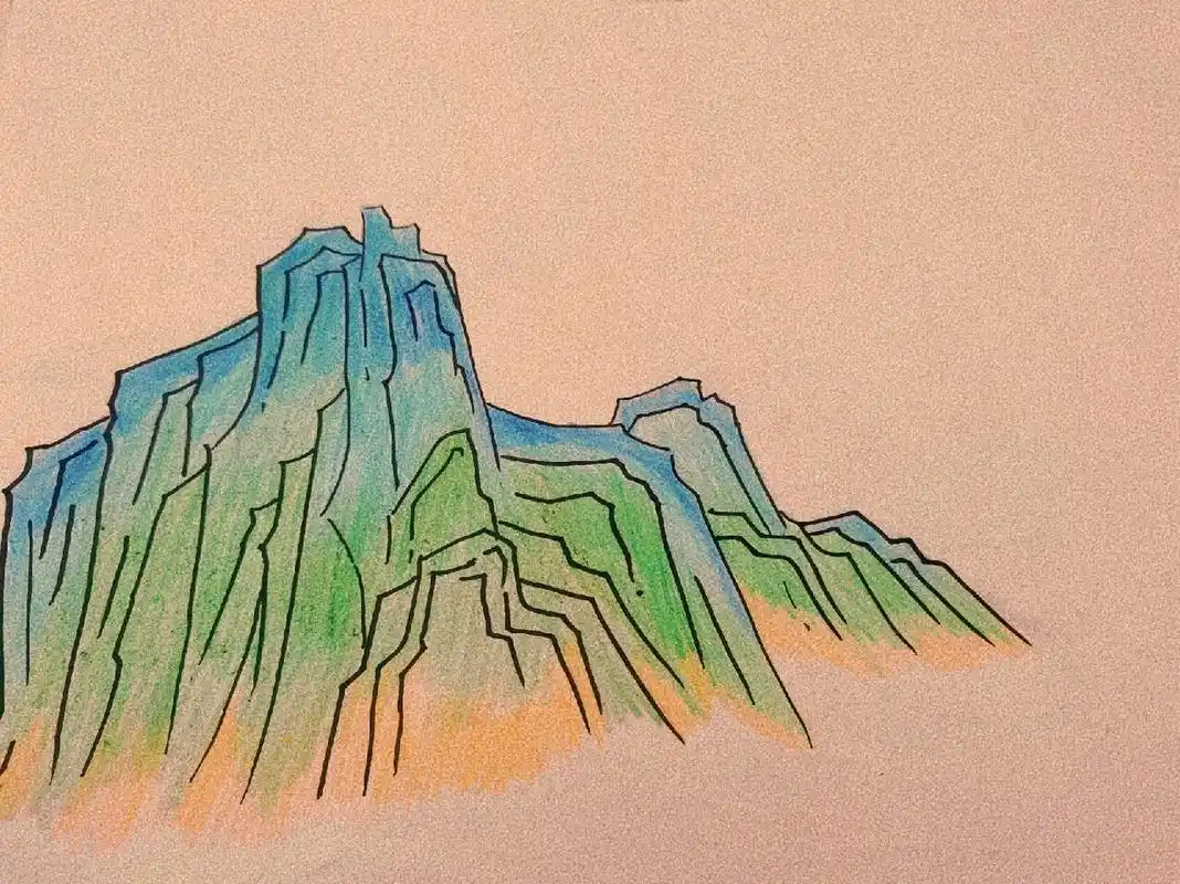 《只此青绿》61彩铅    山绘画