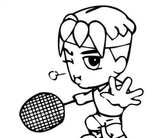 人物打羽毛球的简笔画