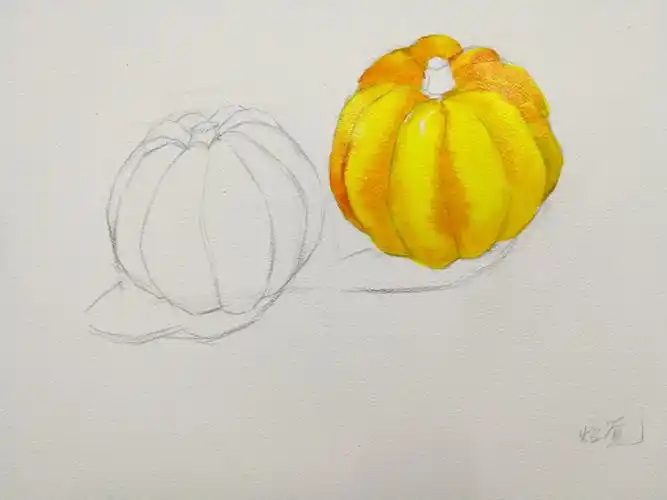 水彩慢时光----小南瓜作画步骤分享
