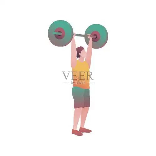 运动员举起杠铃,平向量渐变照明插画图片素材