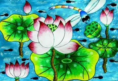 荷花儿童画 荷花儿童画图片大全