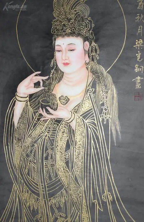 国家 一级美术师,中国美术学院学术委 员会会员梁老师四尺观音