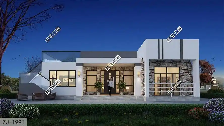 1412米带豪华套间的现代平层别墅造价不到20万