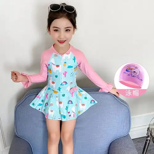 佑游泳衣女儿童连体女孩公主泳装女童小童中大童宝宝速干泡温泉游泳衣