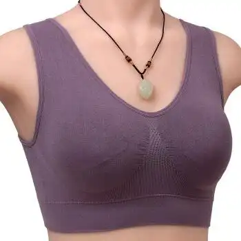 内衣女无钢圈背心式全罩杯运动瑜伽大码胸罩中老年人内衣妈妈文胸 紫