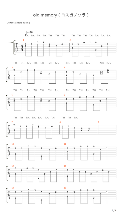 no sora(缘之空 ヨスガノソラ) - old memory(过往的记忆)吉他谱