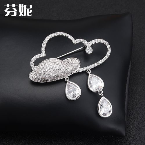 芬妮天气系列云朵水滴闪电胸针简约大气水晶胸针