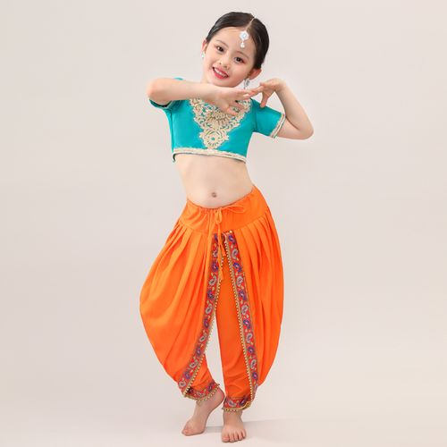 儿童印度舞演出服少儿新疆舞表演服女童肚皮舞服装幼儿民族舞蹈服