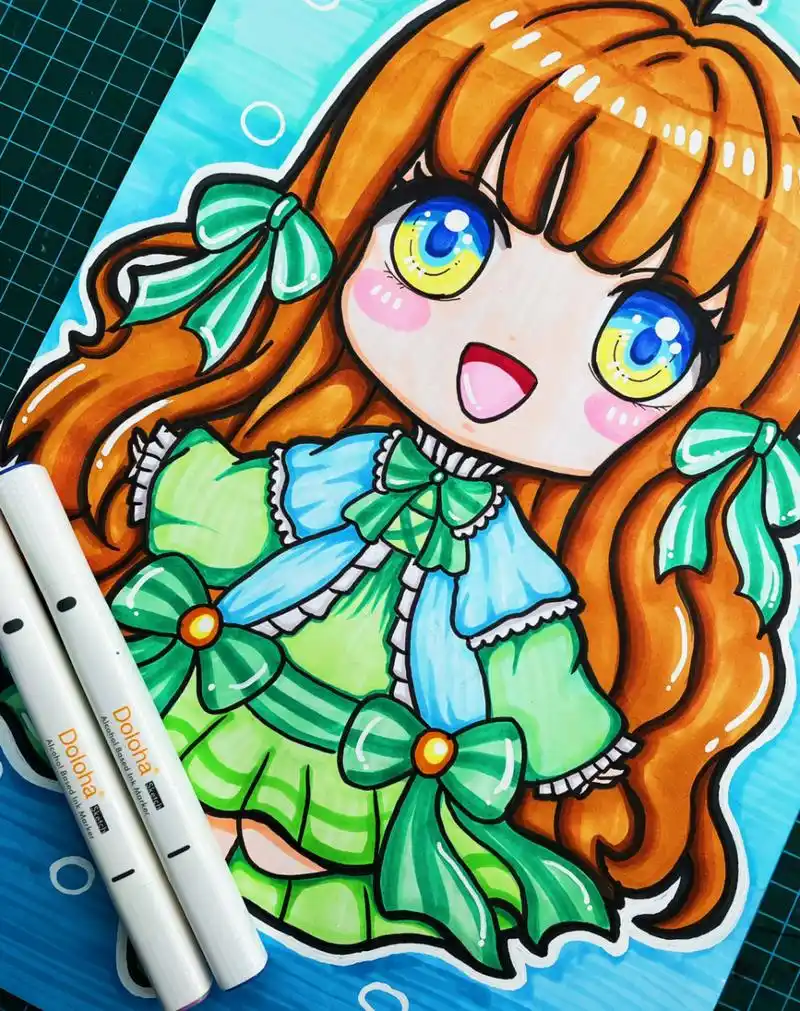 动漫女孩 马克笔动漫人物,动漫女孩,q版动漫人物,可爱女孩,动漫穿搭