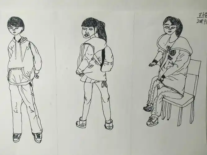 速写人物全身写生练习