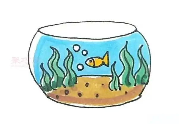 鱼缸怎么画才好看来学鱼缸简笔画画法