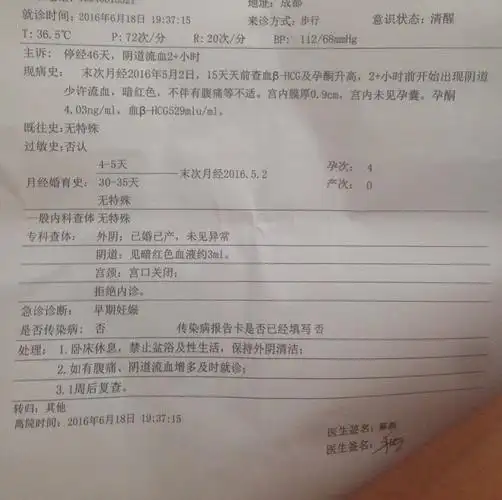 早孕见红 看不到胎囊 其他无异常.上厕所有少量血 (暗红色)