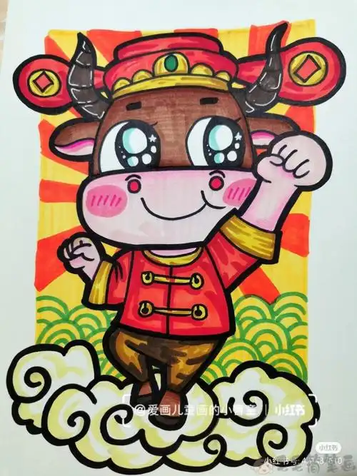 牛年画牛,关于牛年的绘画图片 - 毛毛简笔画