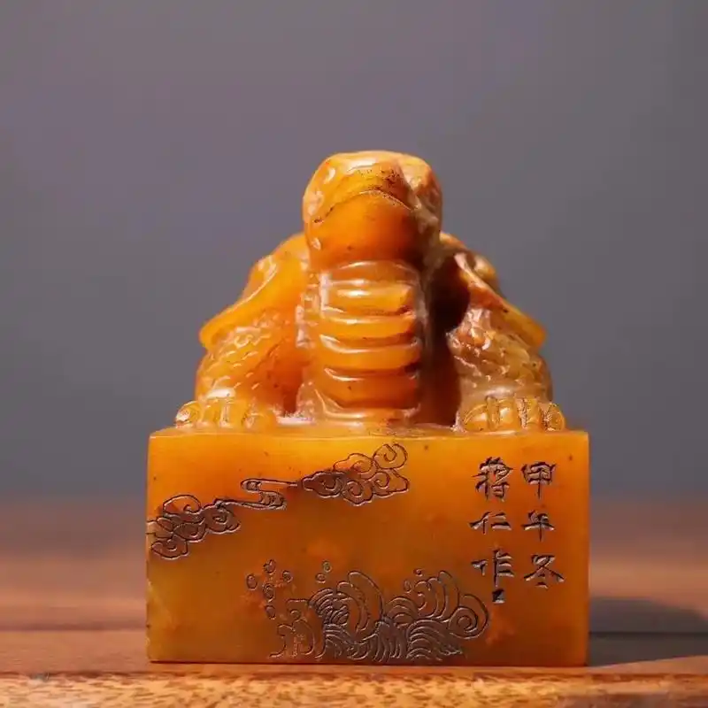 398092田黄石老闲章——【长寿神龟 - 抖音