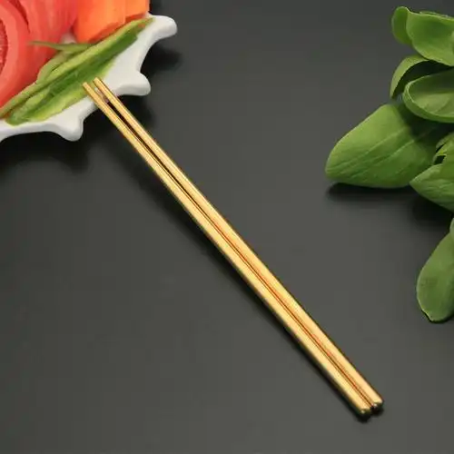 紫铜筷子纯铜实心高档家用黄筷子全铜便携补铜餐具防霉婚庆金筷子